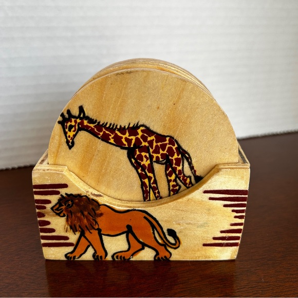 African Animal Coasters with Stand Handcrafted Hand painted (6) - Picture 2 of 10